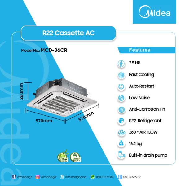 MIDEA 3.5HP R22 CASSETTE UNIT AIR CONDITIONER2