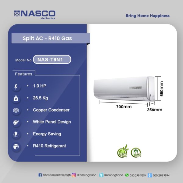 NASCO 1.0HP R410 SPLIT AIR CONDITIONER WHITE2