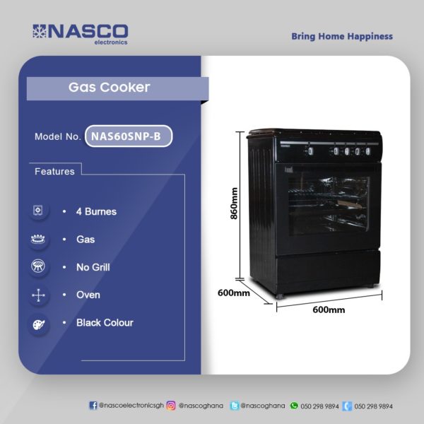 NASCO 4 BURNER GAS COOKER NAS60SNP-B